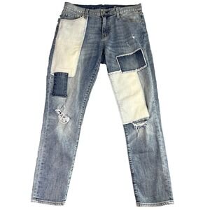 Gap 1969 Blue Jeans Womens 28 Patchwork Skinny Straight Distressed‎ Grunge Y2K